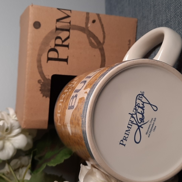 Coffee Mug Cup 20oz Mornings Are Bull Cow Arrow Paisley Denim Ceramic Farm NIB - Picture 4 of 4